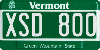 VT license plate XSD800