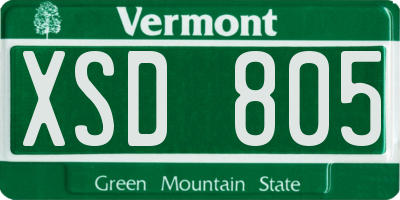 VT license plate XSD805