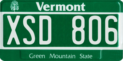 VT license plate XSD806