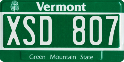 VT license plate XSD807