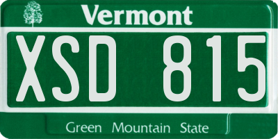 VT license plate XSD815