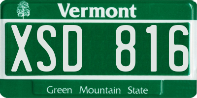VT license plate XSD816