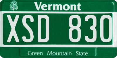 VT license plate XSD830