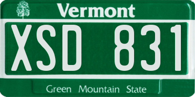 VT license plate XSD831