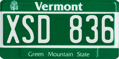 VT license plate XSD836
