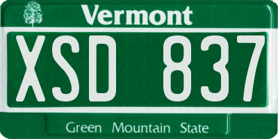 VT license plate XSD837