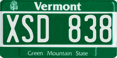 VT license plate XSD838