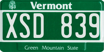 VT license plate XSD839