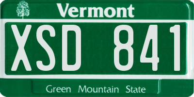 VT license plate XSD841