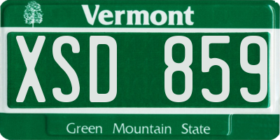 VT license plate XSD859