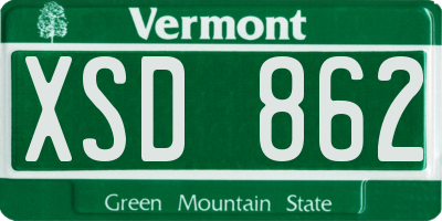 VT license plate XSD862