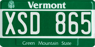 VT license plate XSD865