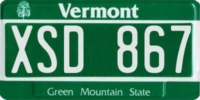 VT license plate XSD867