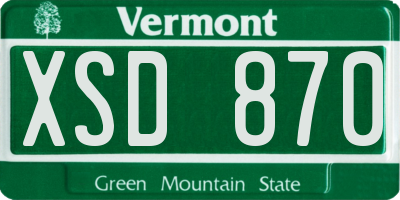 VT license plate XSD870
