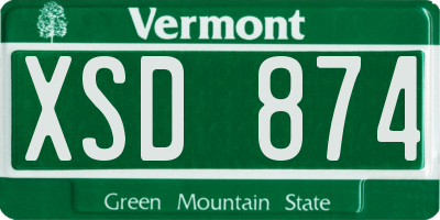 VT license plate XSD874