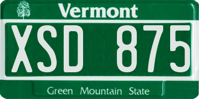 VT license plate XSD875