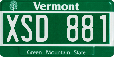 VT license plate XSD881