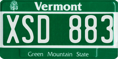 VT license plate XSD883