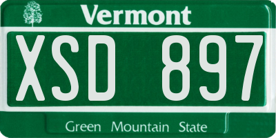 VT license plate XSD897