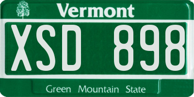 VT license plate XSD898