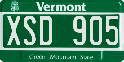 VT license plate XSD905