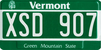 VT license plate XSD907