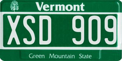 VT license plate XSD909