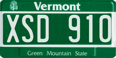 VT license plate XSD910