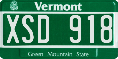 VT license plate XSD918