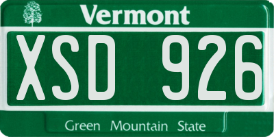 VT license plate XSD926