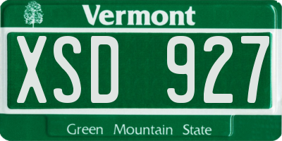 VT license plate XSD927