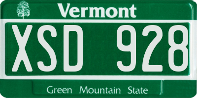 VT license plate XSD928