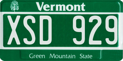 VT license plate XSD929
