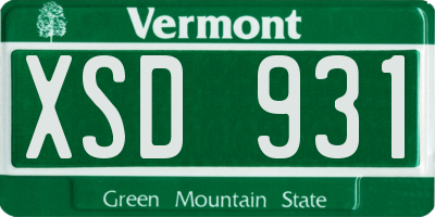 VT license plate XSD931