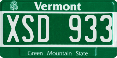 VT license plate XSD933