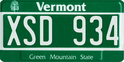 VT license plate XSD934