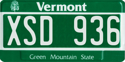 VT license plate XSD936