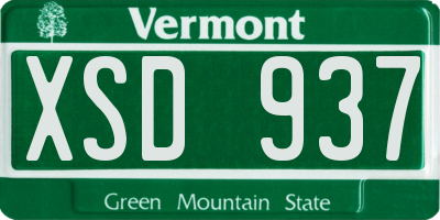 VT license plate XSD937