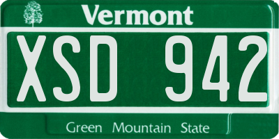VT license plate XSD942