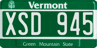 VT license plate XSD945