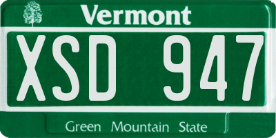 VT license plate XSD947