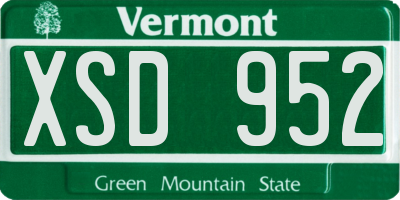 VT license plate XSD952