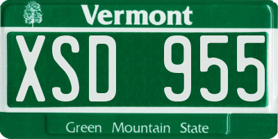 VT license plate XSD955