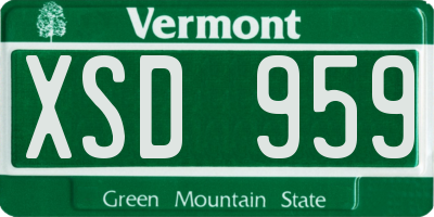 VT license plate XSD959