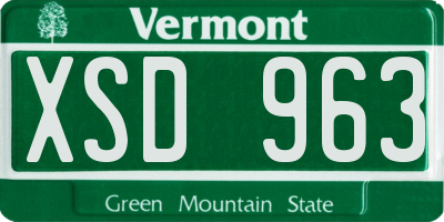 VT license plate XSD963