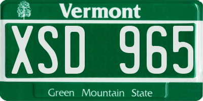 VT license plate XSD965