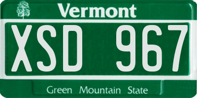 VT license plate XSD967