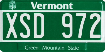 VT license plate XSD972