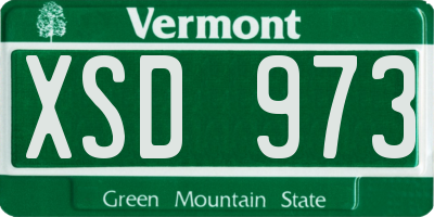 VT license plate XSD973