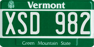 VT license plate XSD982